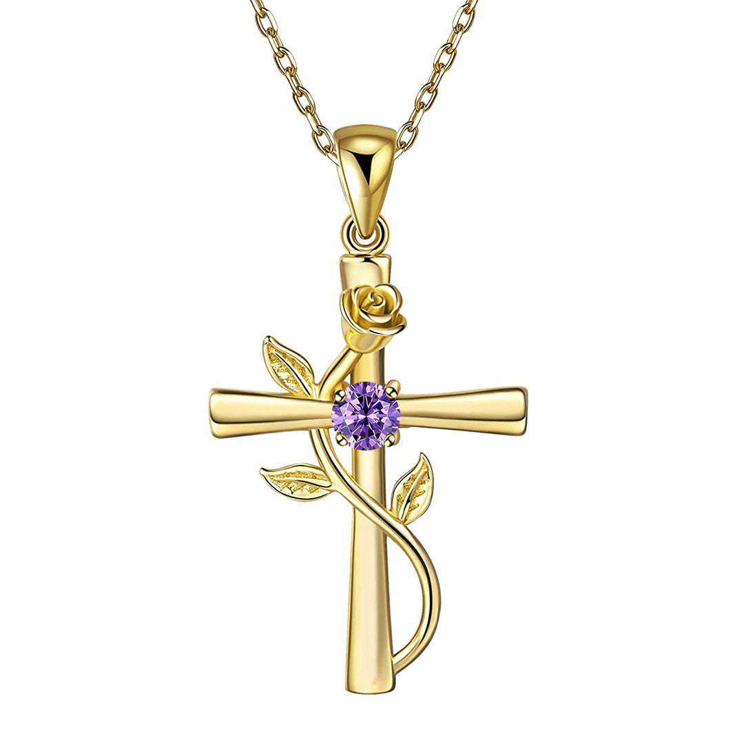 "Rose from the Cross" - Necklace (Birthstone)