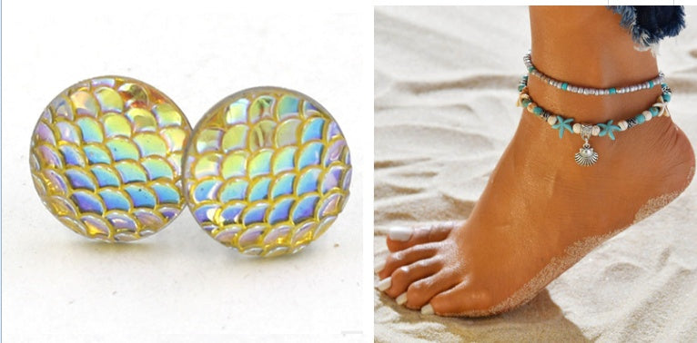 Mermaid Scales Earrings + Anklet