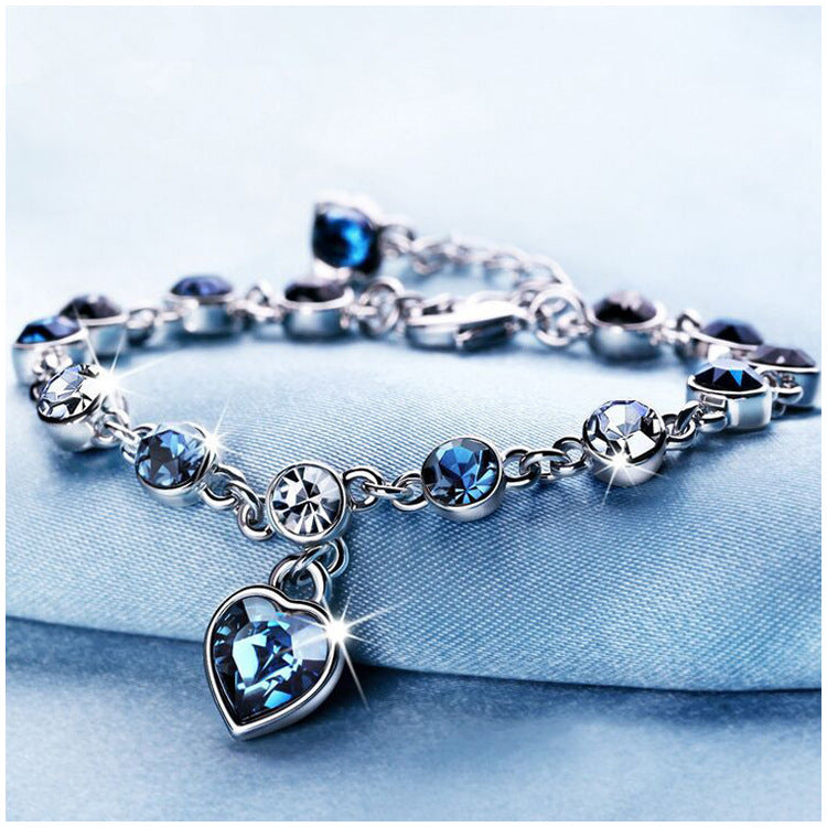 Alloy Crystal Dangle Heart Bracelet