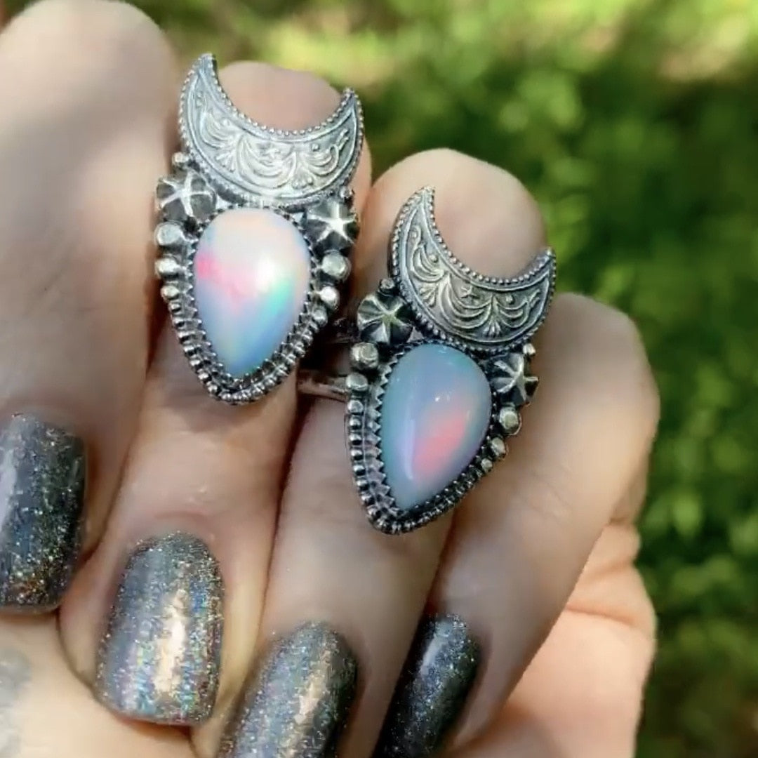 Vintage Stone Moon Star Ring