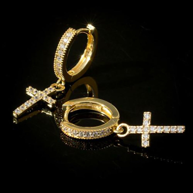 Sparkling Anhk Cross Earrings