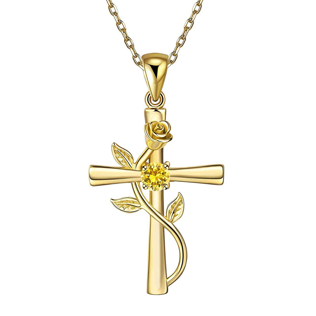 "Rose from the Cross" - Necklace (Birthstone)