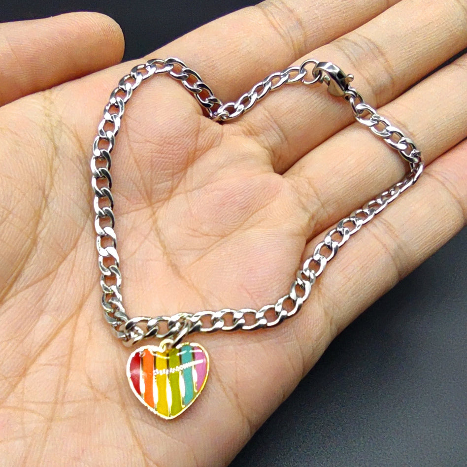 Rainbow Peach Love Heart-shaped Bracelet
