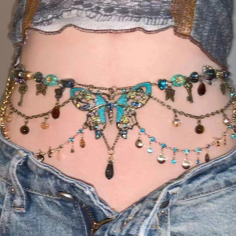 "Butterfly Deluxe" - Vintage Handmade Beaded Necklace/Waist Chain