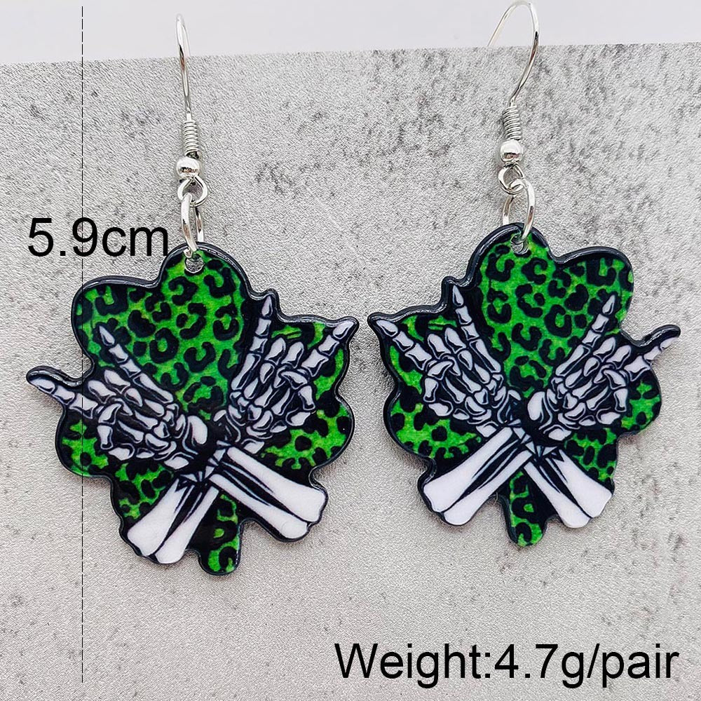 St Patrick's Day Skull Earrings
