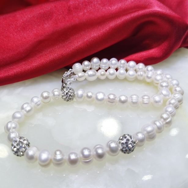 "Diamond Pearl" - Necklace Bracelet Set