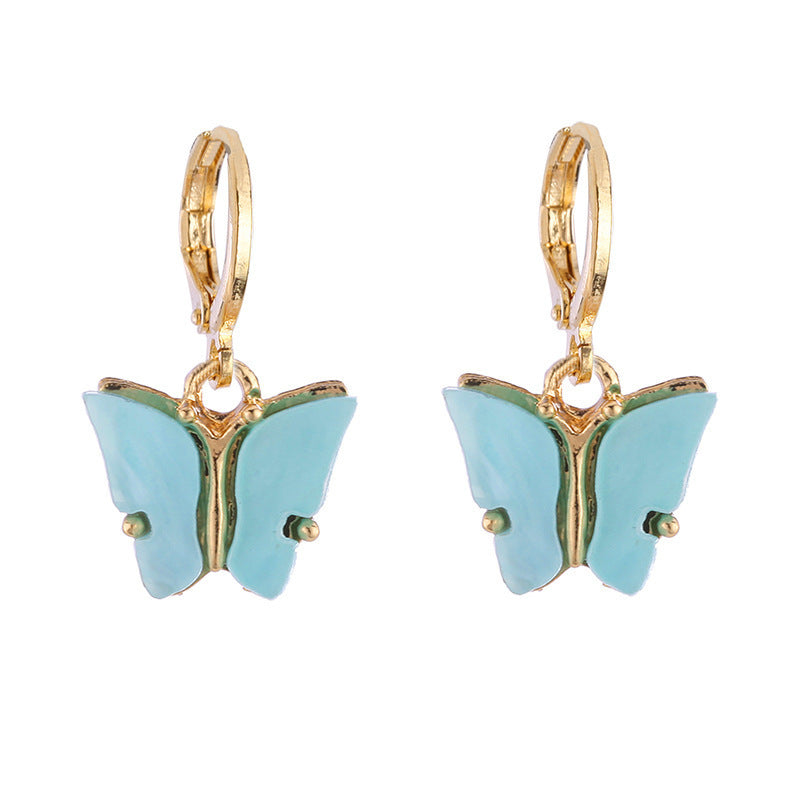 Enamel Heart & Butterfly Stud Earrings