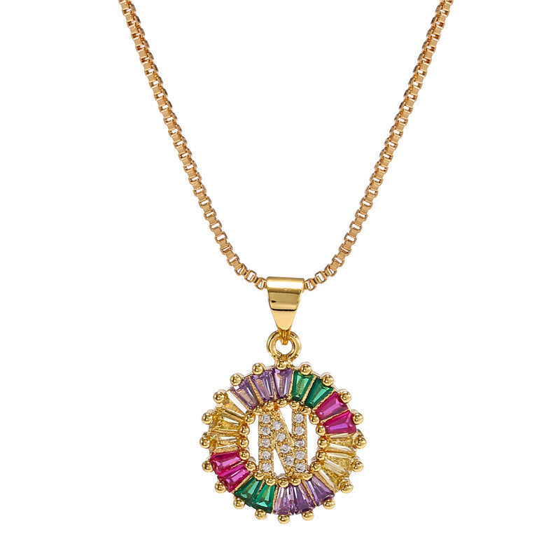 "Rainbow Letter" - Stainless Steel Pendant Necklace