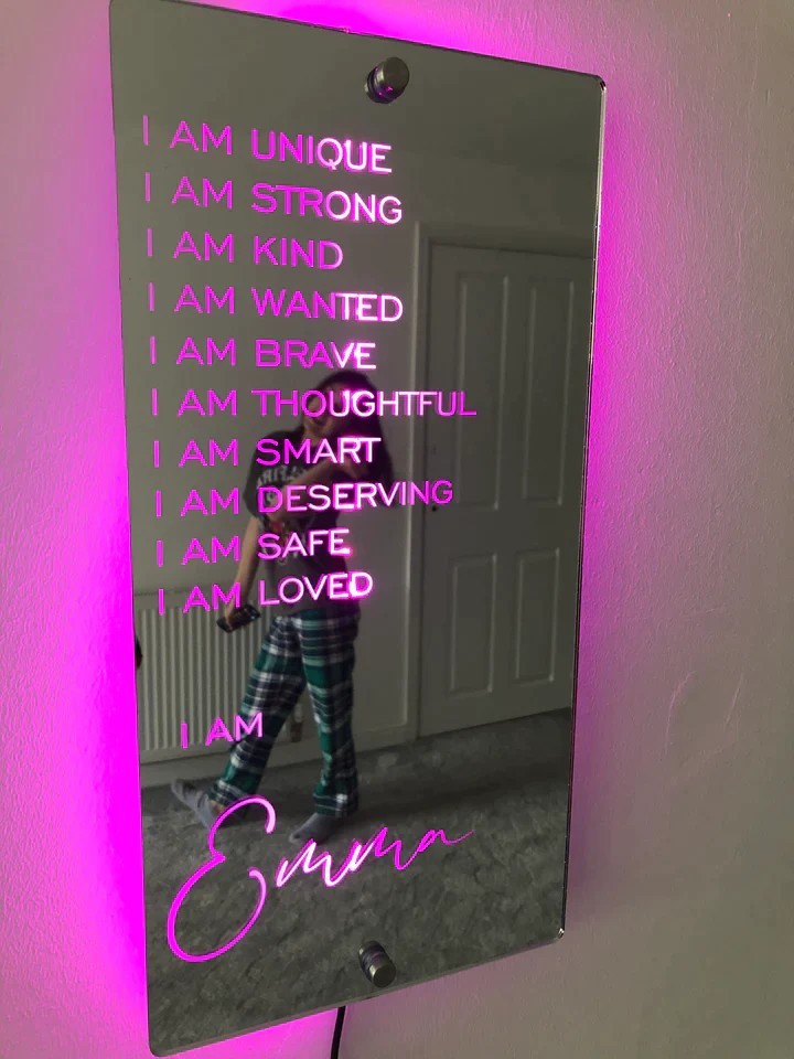 Personalized Name Mirror LED Light For Bedroom