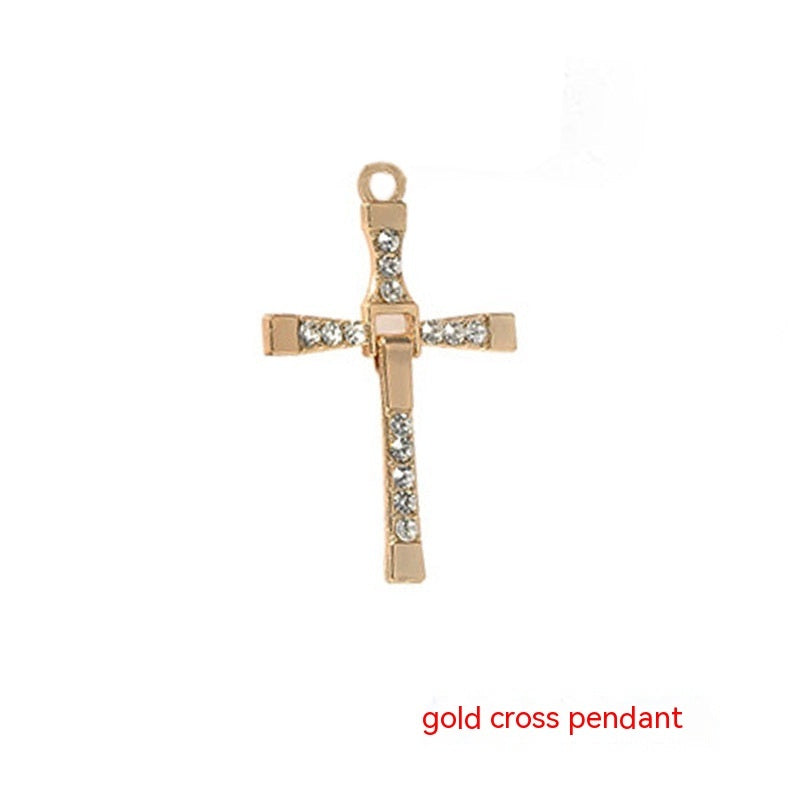 Cross-shaped Necklace With Rhinestones