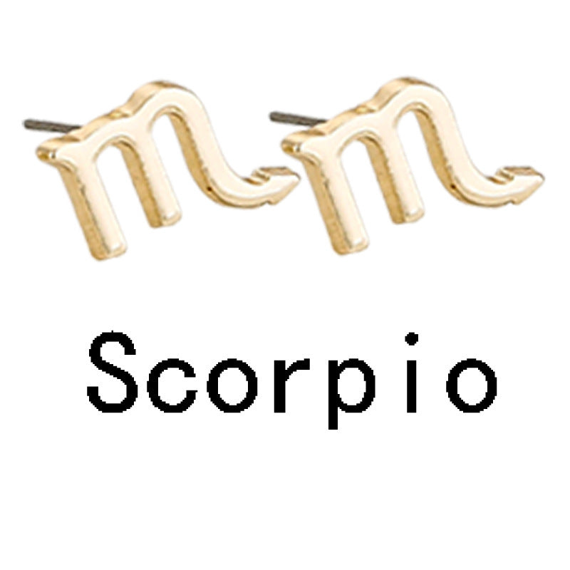 Twelve Constellation Gold-plated Stud Earrings