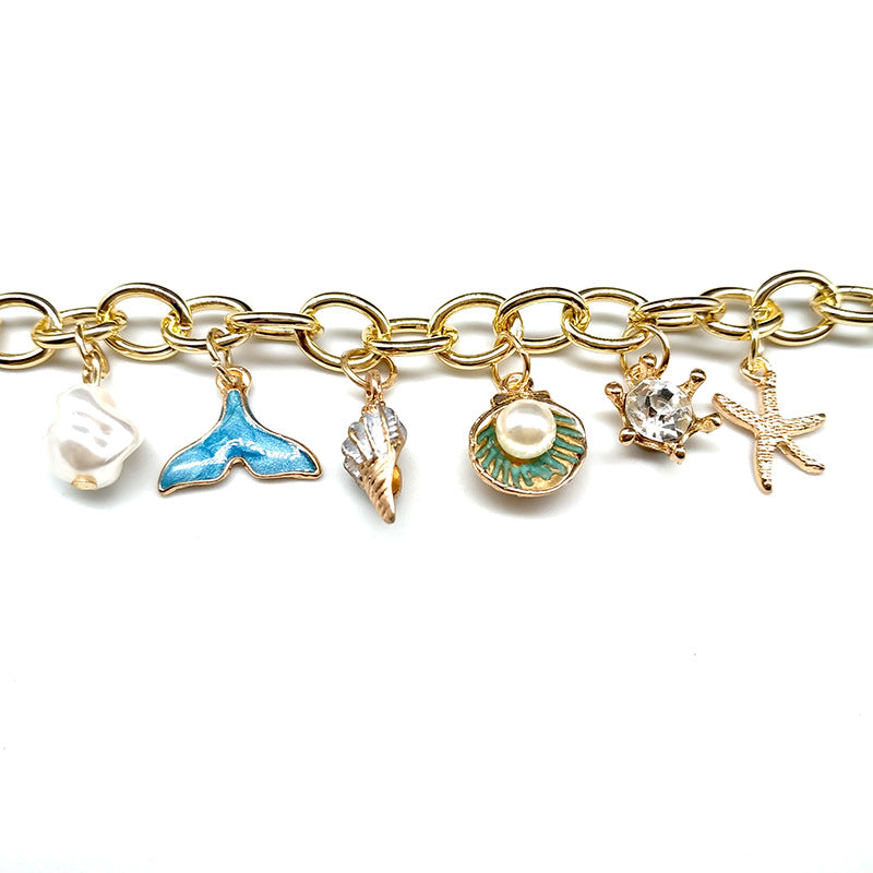 Ocean Fan Pearl Charm Bracelet
