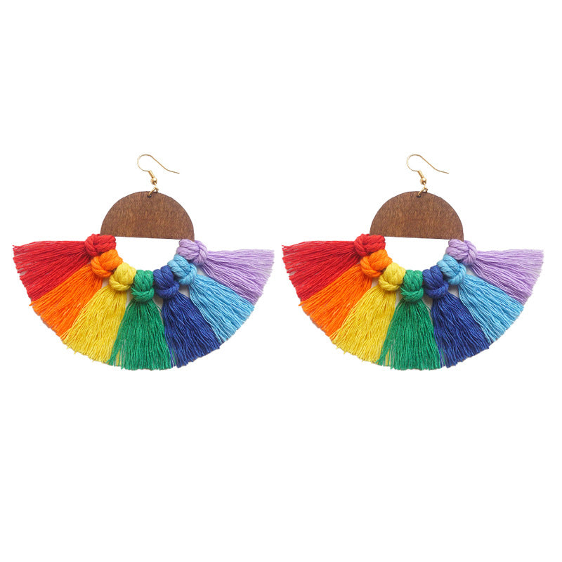Hand-woven Colorful Tassel Earrings