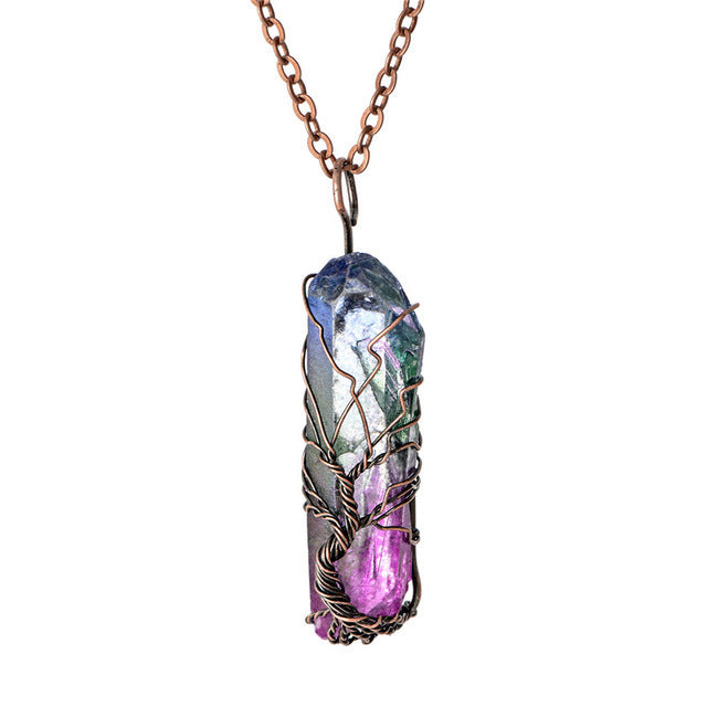 Natural Crystal Copper Wire Necklace For Women And Men