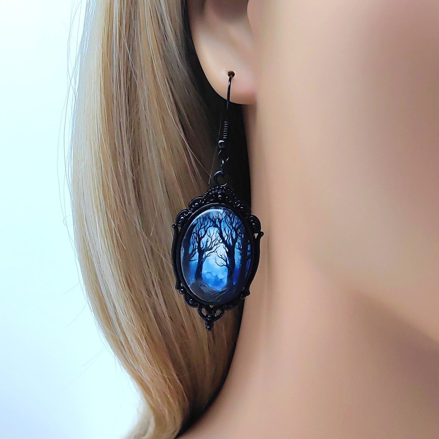 Vintage Halloween Tree Of Life And Witch Necklace and Earring Sets