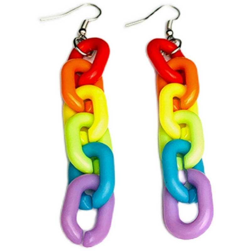 Rainbow Link Dangle Earrings
