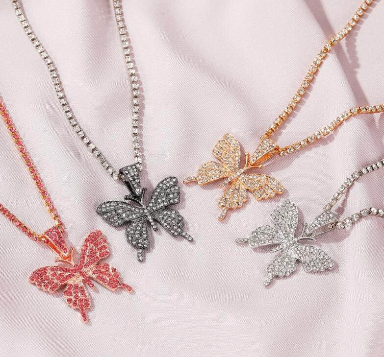 Rhinestone Butterfly Tennis Choker Necklace