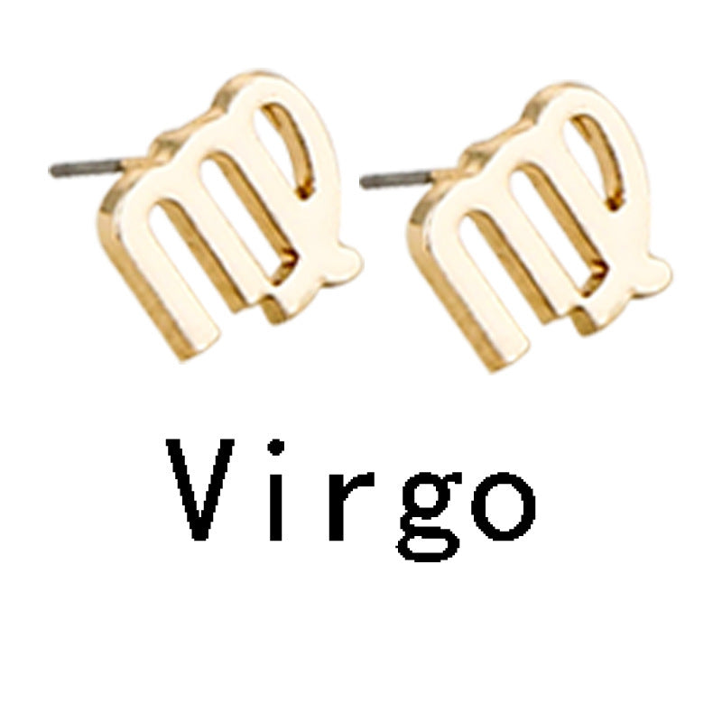 Twelve Constellation Gold-plated Stud Earrings