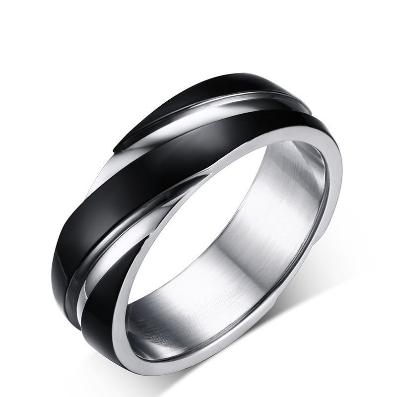 Black Titanium Steel Twill  Ring