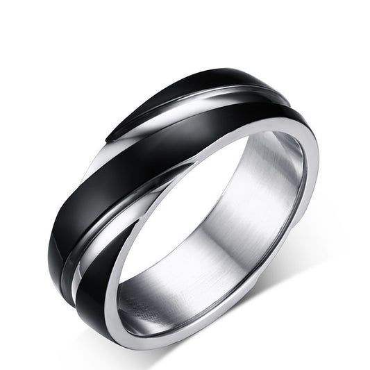 Black Titanium Steel Twill  Ring