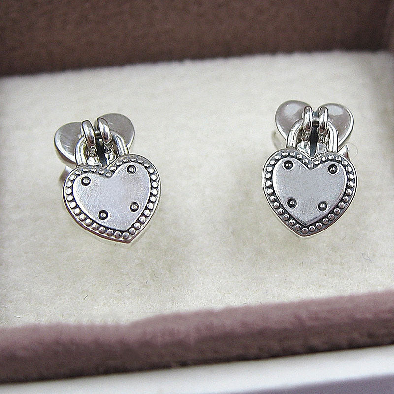 "Heart Locked" - Silver Padlock Earrings