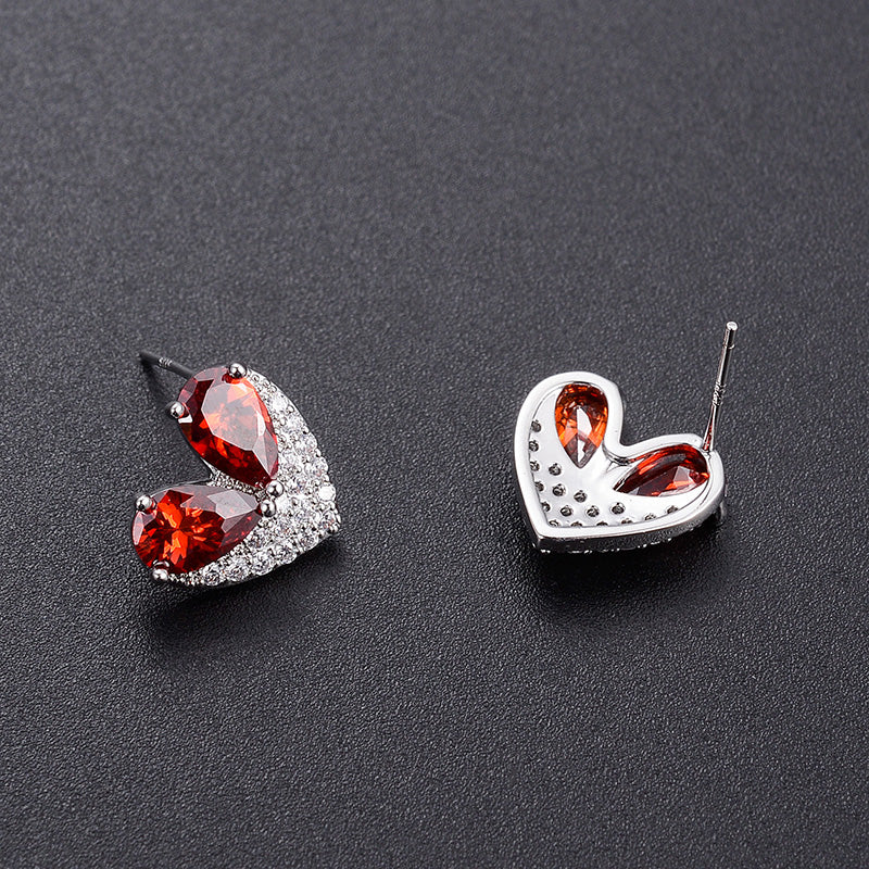 Lady Bug Heart Stud Earrings