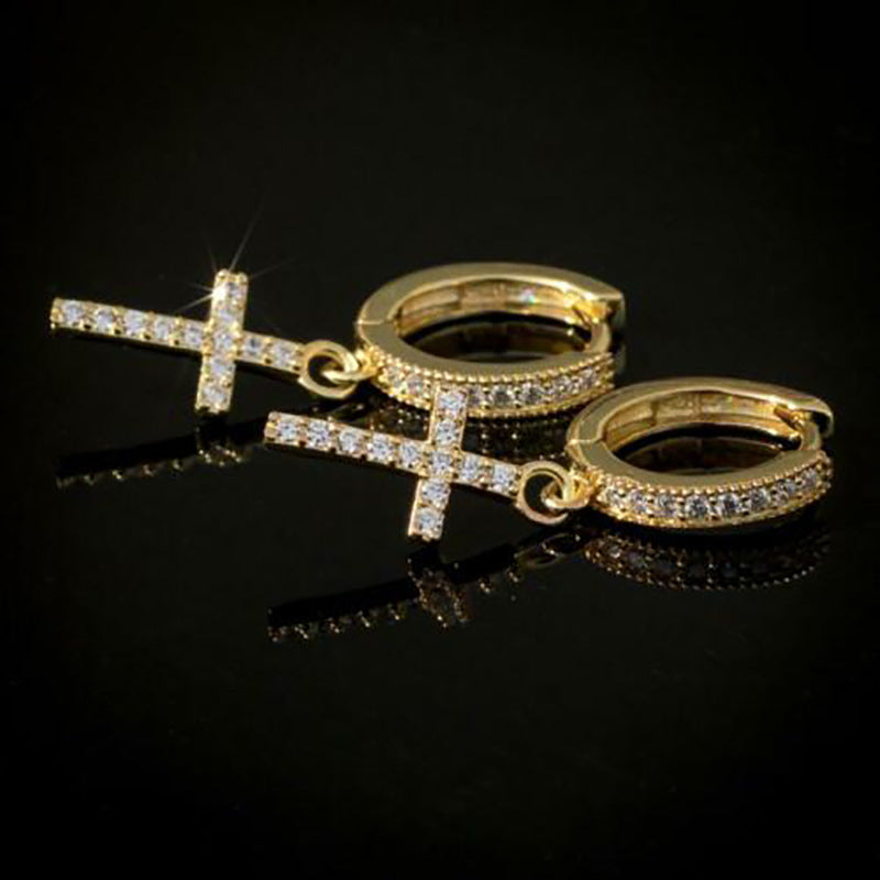 Sparkling Anhk Cross Earrings