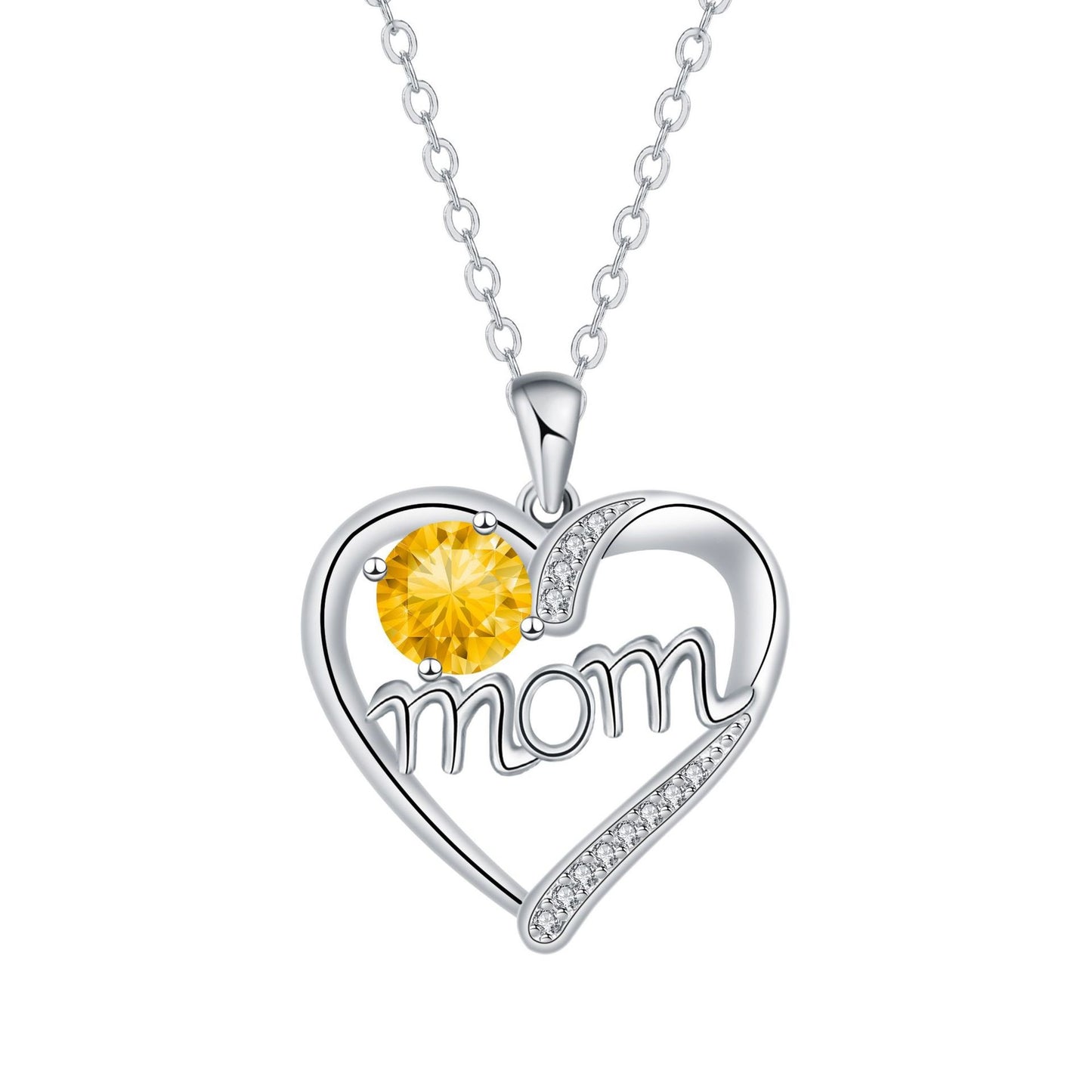 "MOM" - Heart-shaped Simulated Stone Necklaces