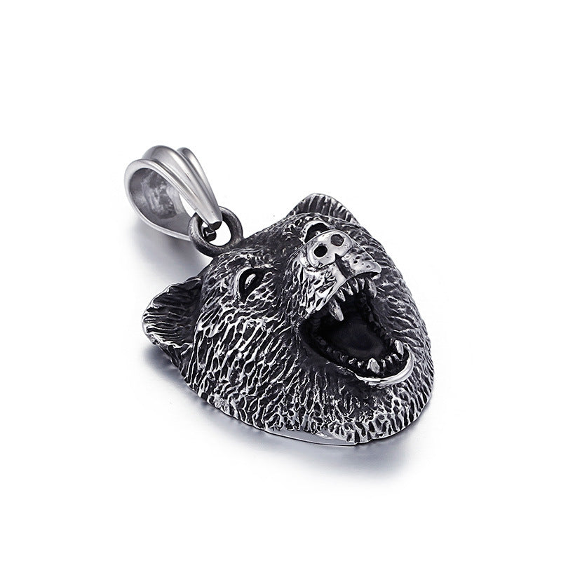 Titanium Steel Bear/Wolf Pendant Necklace