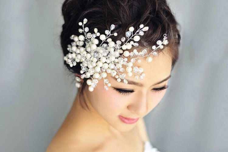 Handmade Crystal Beaded String Bridal Haircomb