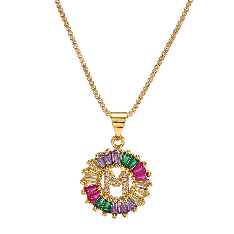 "Rainbow Letter" - Stainless Steel Pendant Necklace