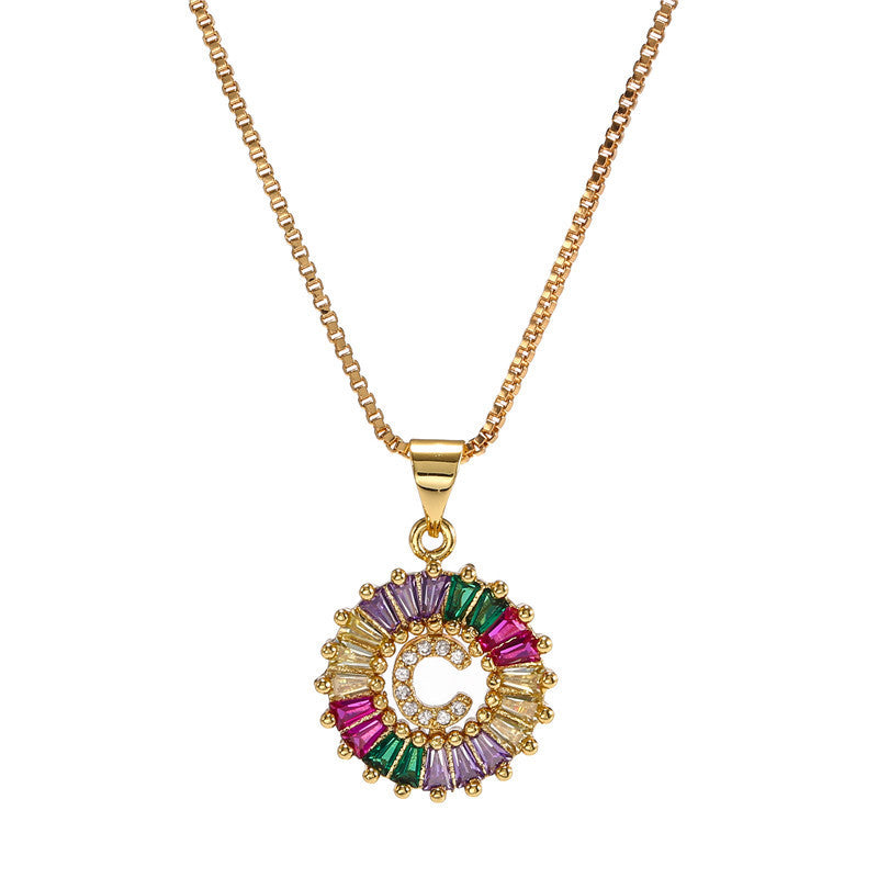 "Rainbow Letter" - Stainless Steel Pendant Necklace