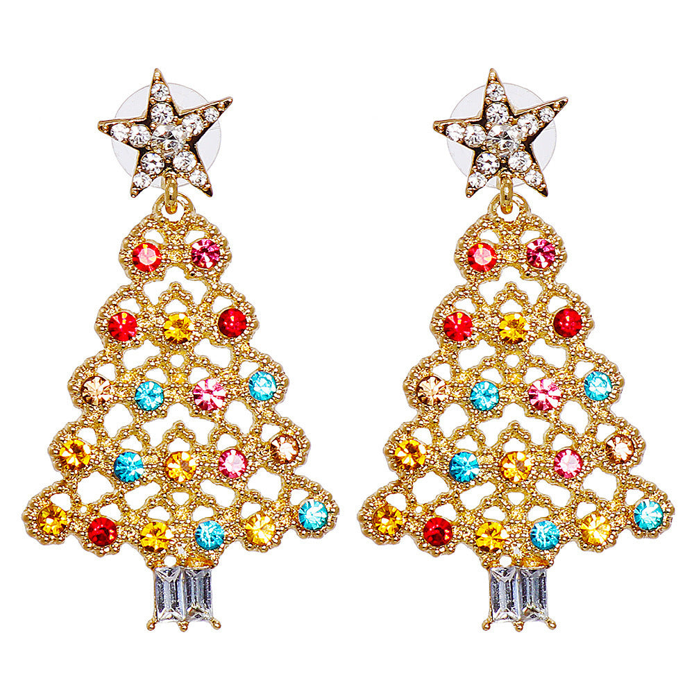 Holly Christmas Tree Earrings