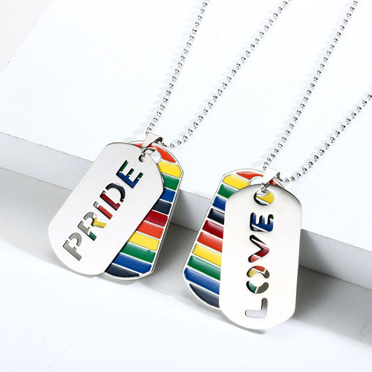 LGBT Pride Love Rainbow Double Layer Pendant Necklace