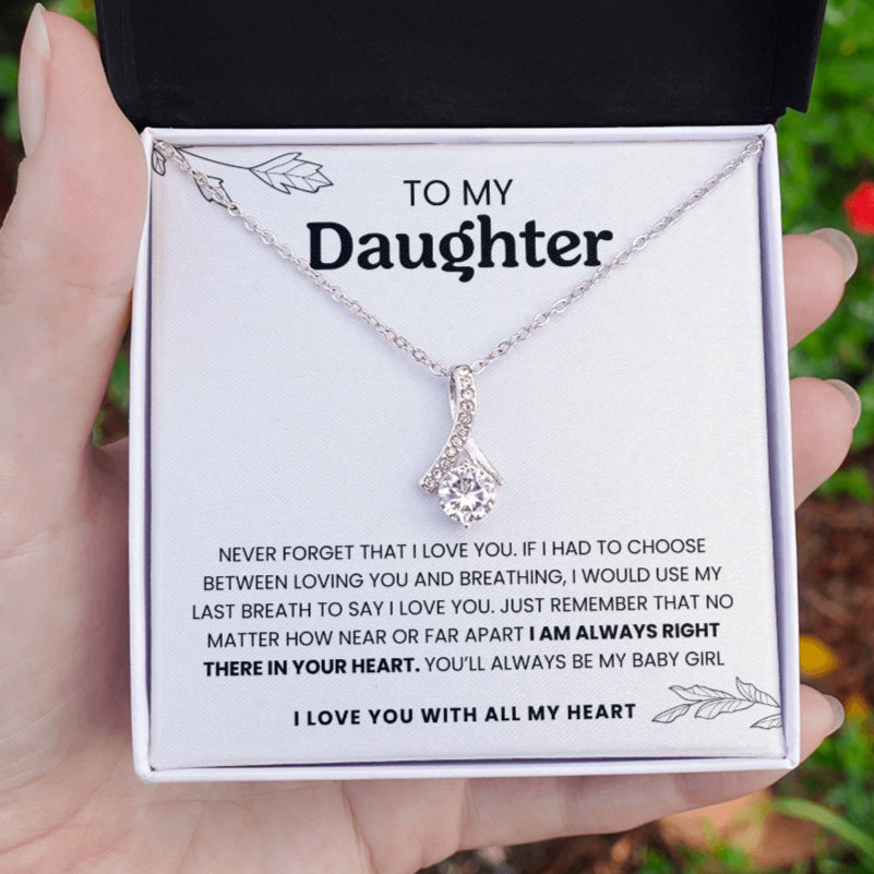 "To My Daughter" - Zircon Pendant Necklace
