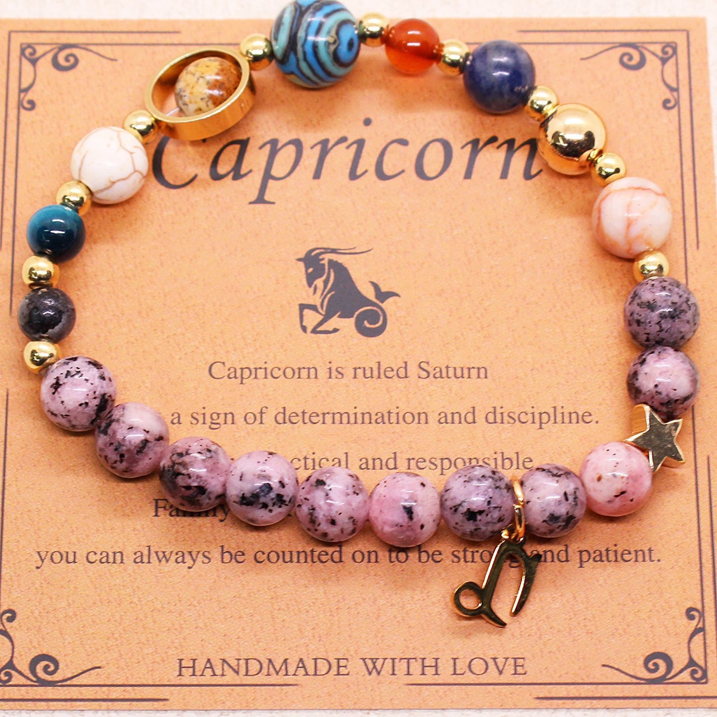 "Beads of Zodiac" - Natural Hemp Stone Bracelet