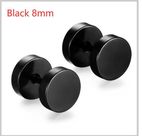 8MM Stainless Steel Barbell Earrings for Men and Women