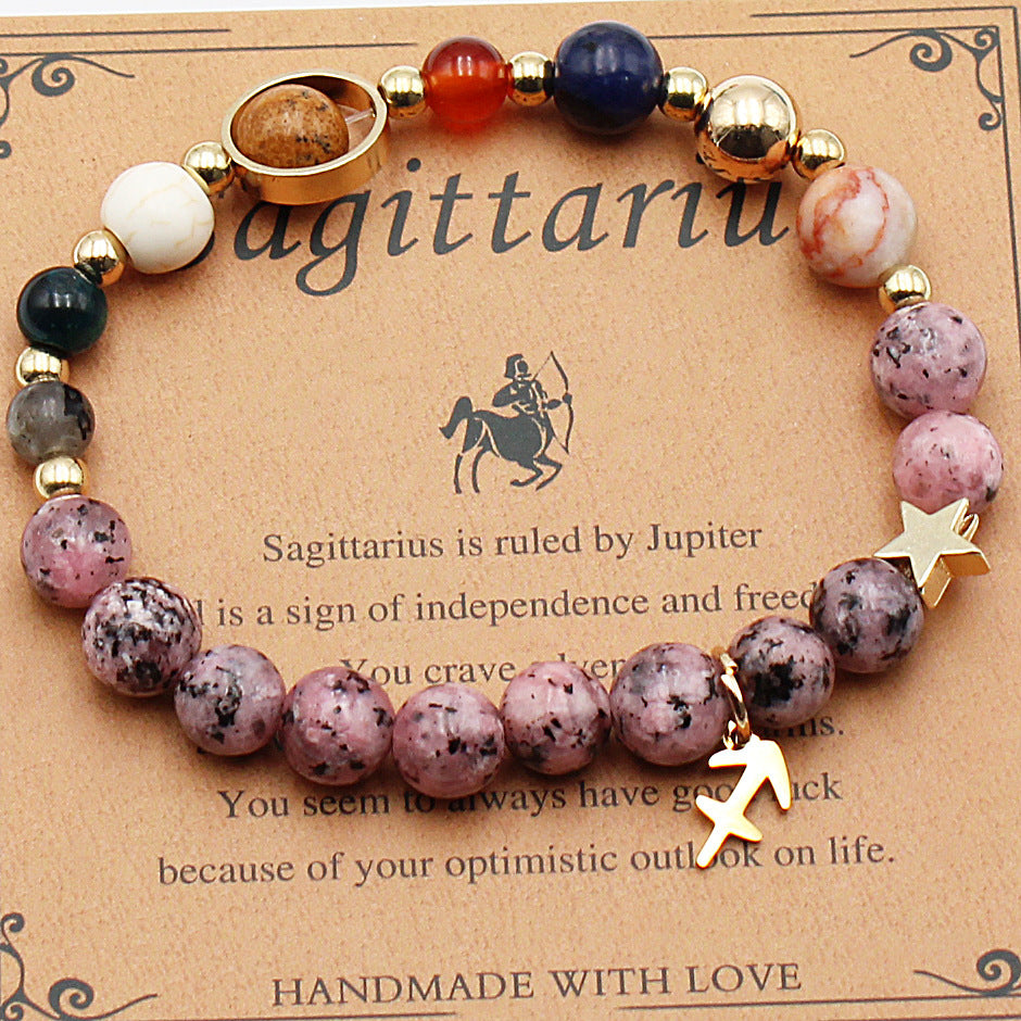 "Beads of Zodiac" - Natural Hemp Stone Bracelet