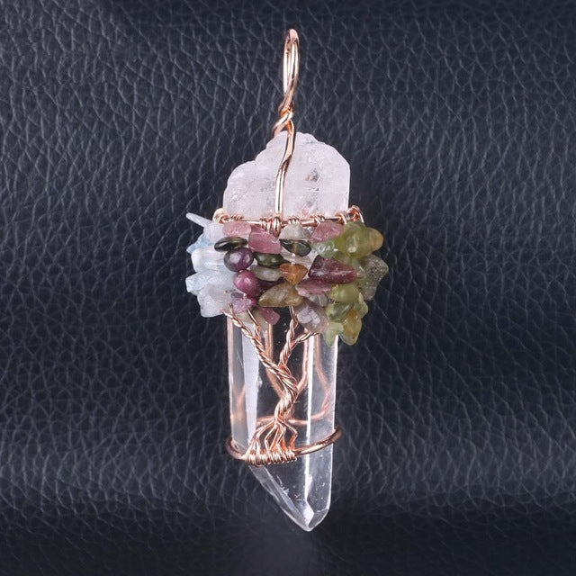 Natural Crystal Copper Wire Necklace For Women And Men