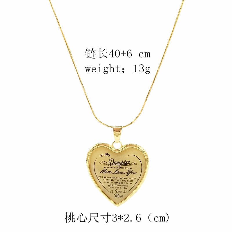 "To My Daughter, Love Mom" - Heart Epoxy Necklace