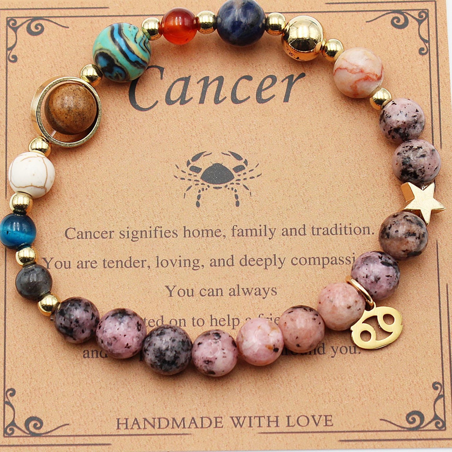 "Beads of Zodiac" - Natural Hemp Stone Bracelet