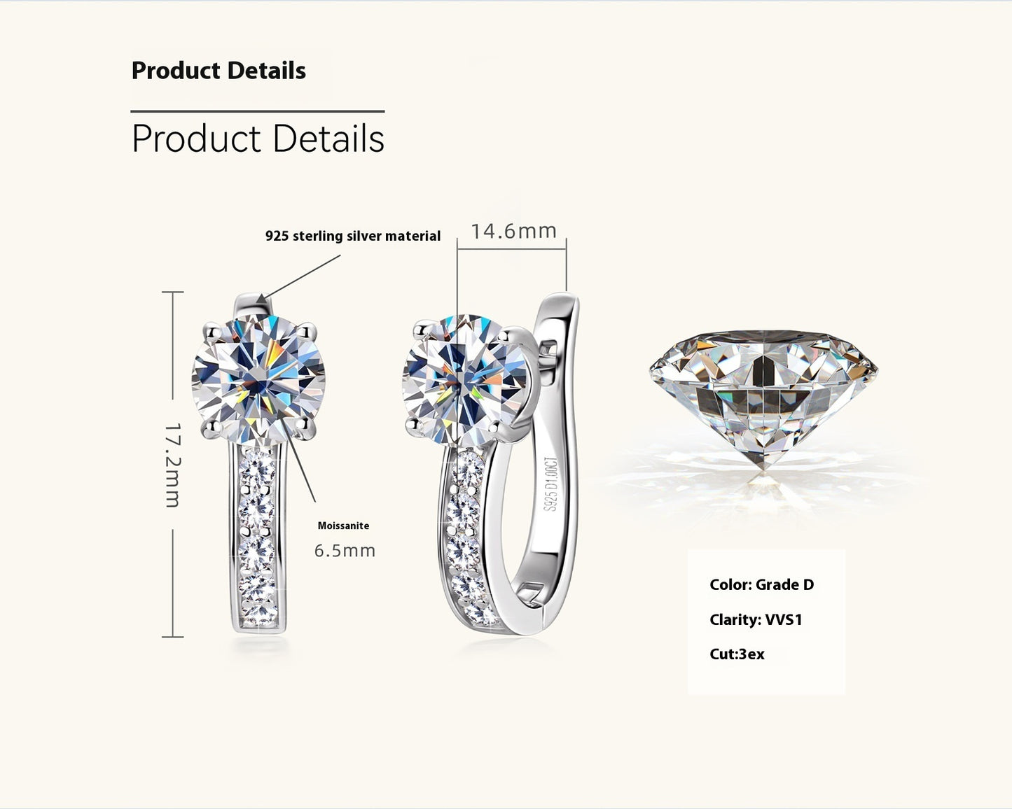 "So Sophisticated" - Moissanite U-shaped Earrings