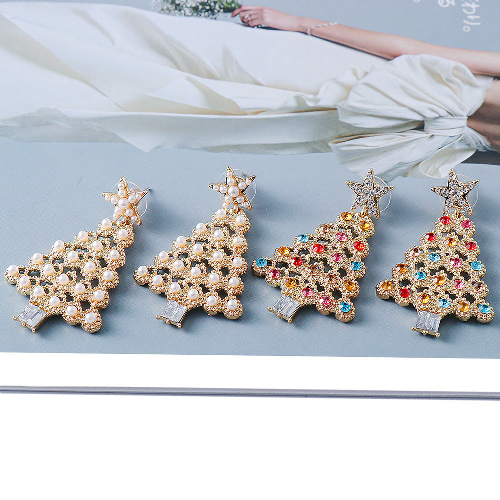 Holly Christmas Tree Earrings