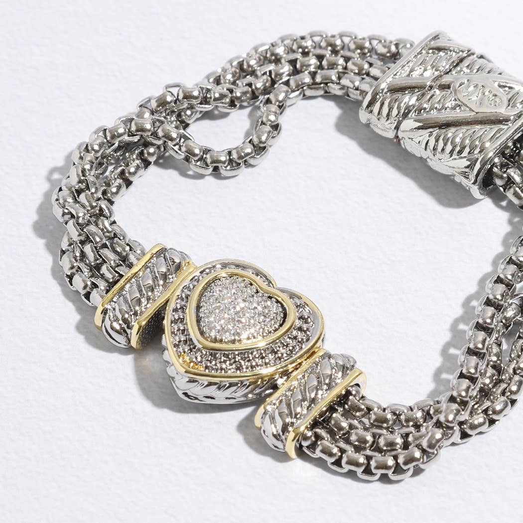 "Loving Heart" -  CZ Stone Magnetic Bracelet