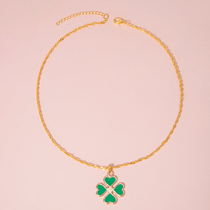 "Luck of the Clover" - Enamel  Necklace