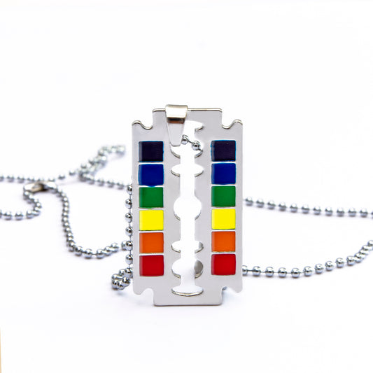 Rainbow Safety Razor Blade Necklace