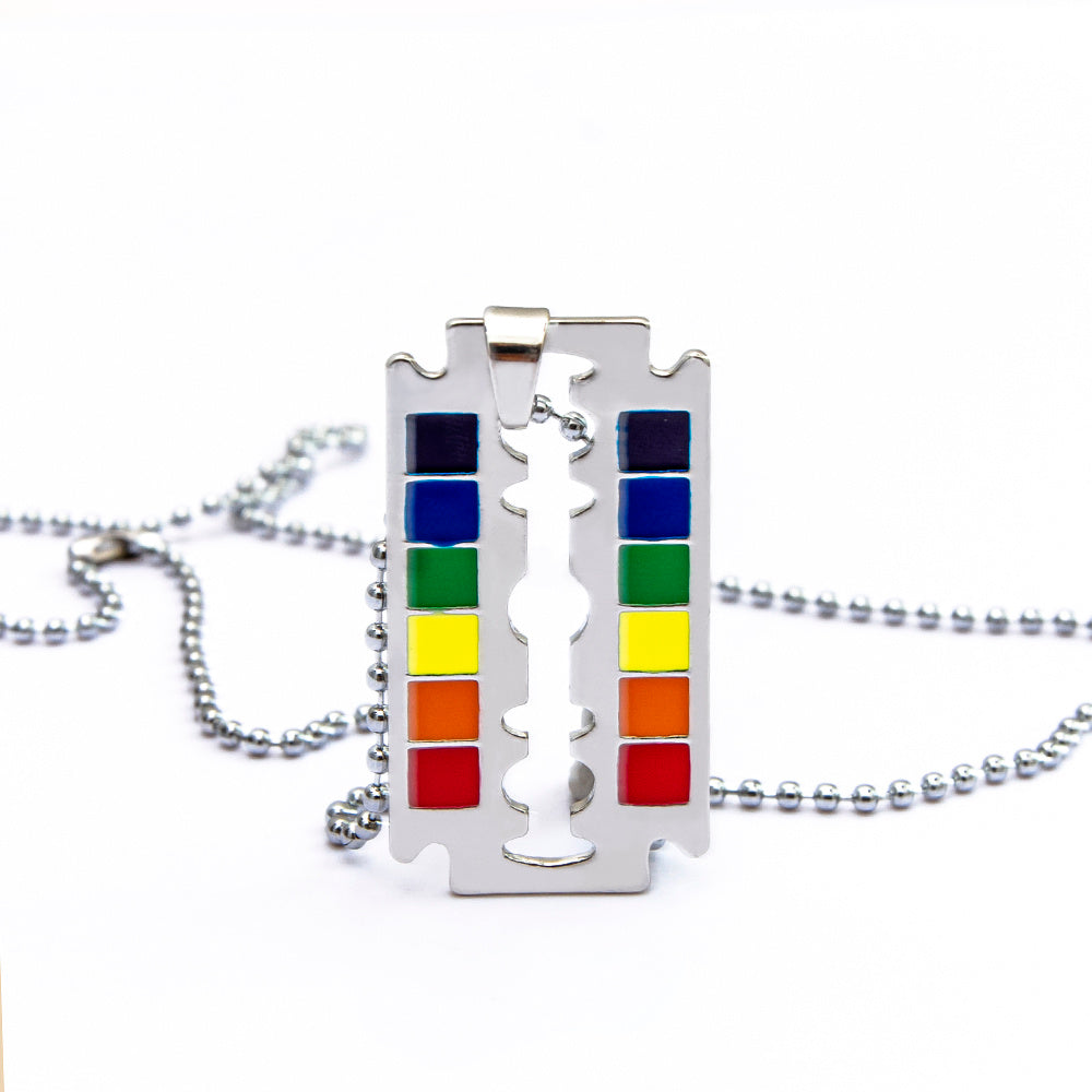 Rainbow Safety Razor Blade Necklace