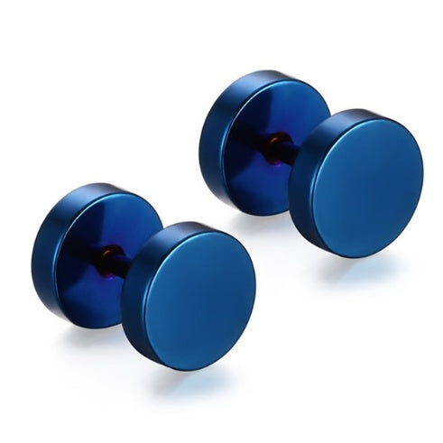 8MM Stainless Steel Barbell Earrings for Men and Women