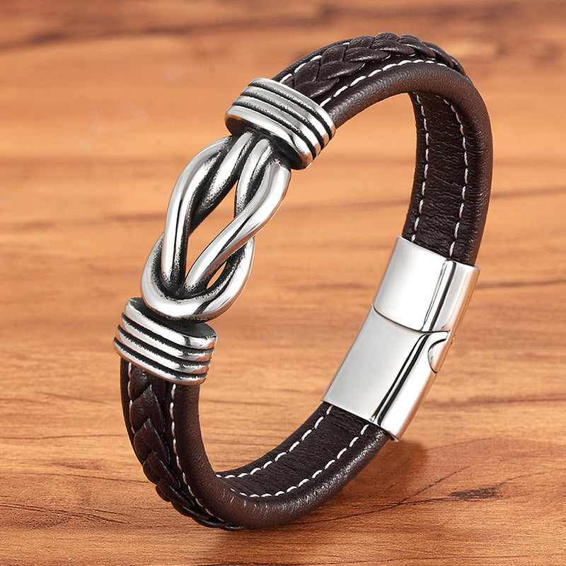 Leather Cord Stainless Steel Bracelet