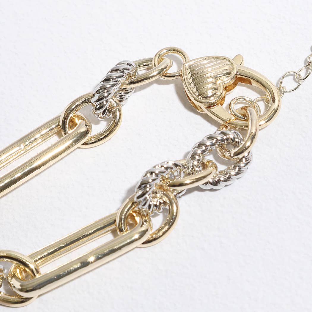 "Luxury Links" - Two-Toned Chunky Chain Linked Bracelet